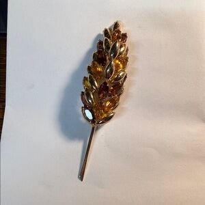 Vintage ALICE CAVINESS 3-D topaz Leaf brooch pin demotion Demi parure